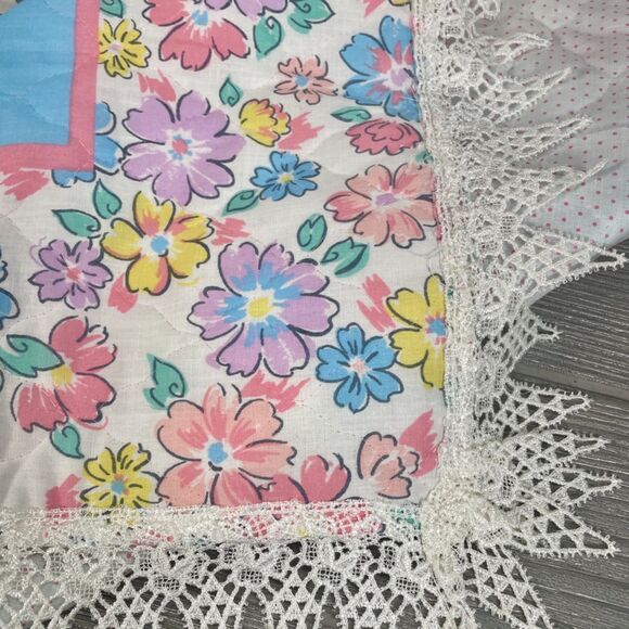 Princess Fabrics Pattern 872 Ballerina Bunny Rabbit Crib Quilt Lace Edge Blanket - Picture 4 of 11